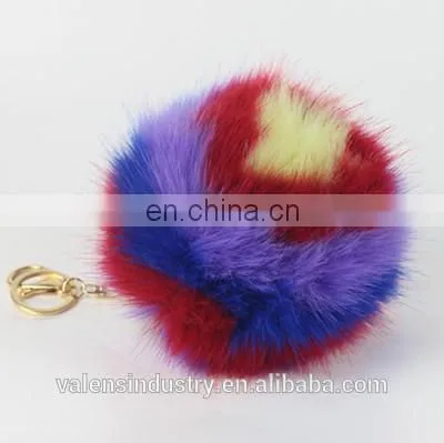 Wholesale Customized Colorsul Fluffy Faux Fur Pom Poms Ball Keychain Pom Pom Ball Pendant for Woman Cellphone/handbag/hats/Car photo-4