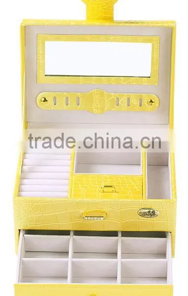 Faux Leather Large Lockable Jewelry Box Case Storage With Mirror,jewelry Showcase Display Case photo-5