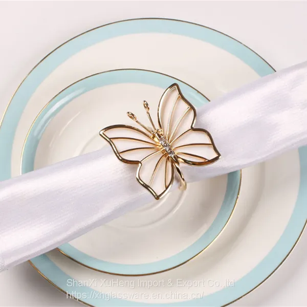 Manufacture Directly Wholesale Butterfly Table Napkin Ring Holder For Wedding photo-2