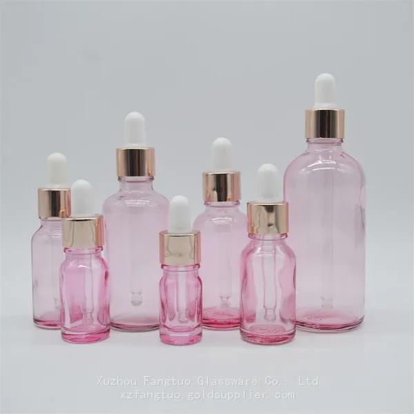5-100ml Dropper Bottle Empty Glass Bottles Pink Color