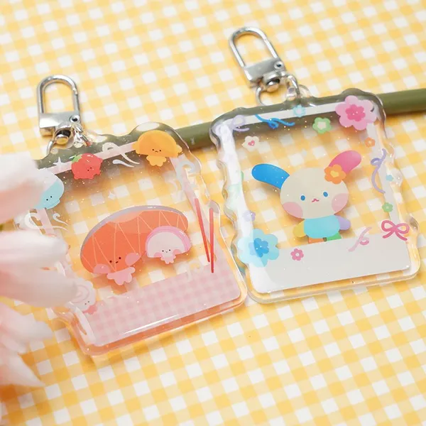Personalized Art Keychain acrylic Vintage Cute Key Tag Blank Custom Logo Printing acrylic shaker keychain