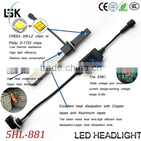 High Lumen Led Car Headlight Kit Low Beam 881 Excellent Heat Dissipation Headlight Lamp photo-6