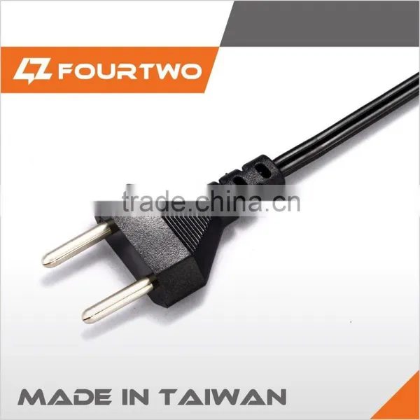 Middle East 2 Pin Black/white Power Cord With Approval 100% Made in Taiwan Fast Delivery