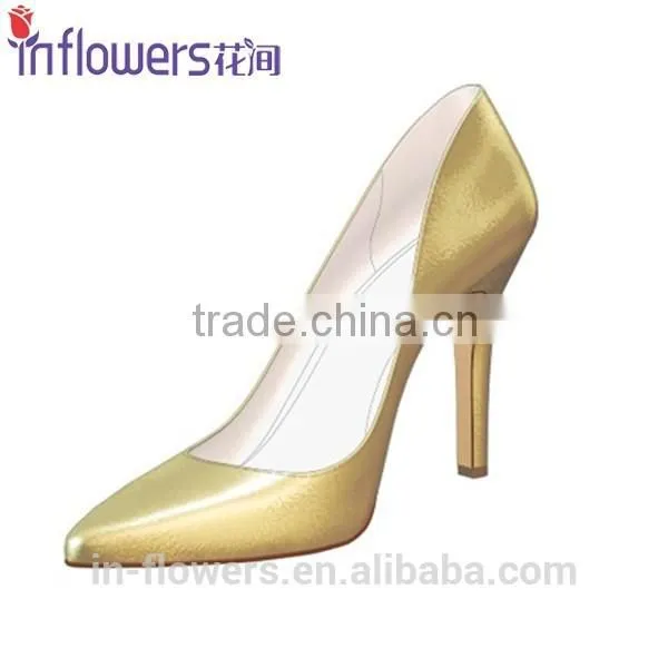 Golden Color Patent Leather Wholesale High Heel Shoes for Eleglant Ladies photo-3