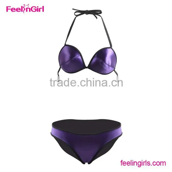 Wholesale Plain Purple Sexy Neoprene Bikini photo-4