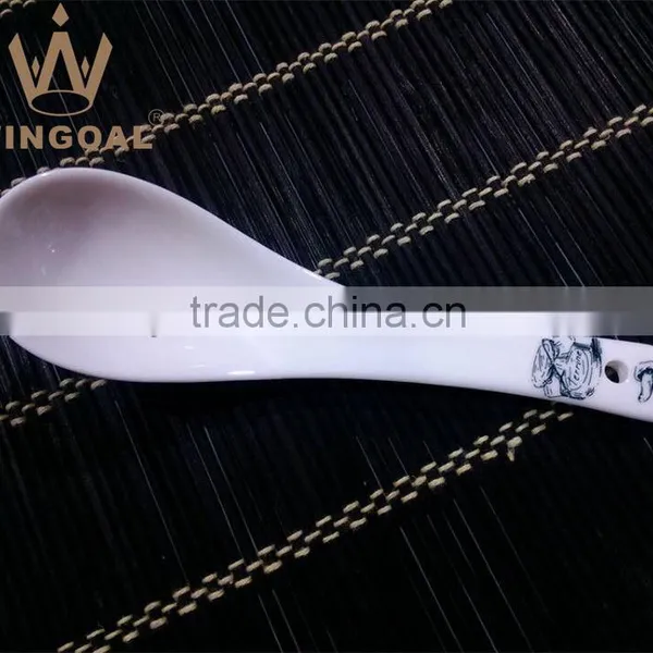 White Ceramic Spoon With Decal
