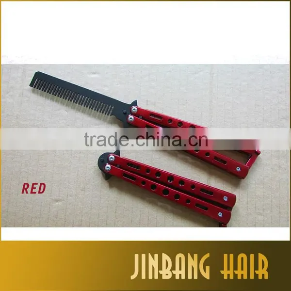 2016 Following Hot Salon Stainless Hair Comb Yellow Color Balisong Butterfly Knife Trainer Comb photo-6