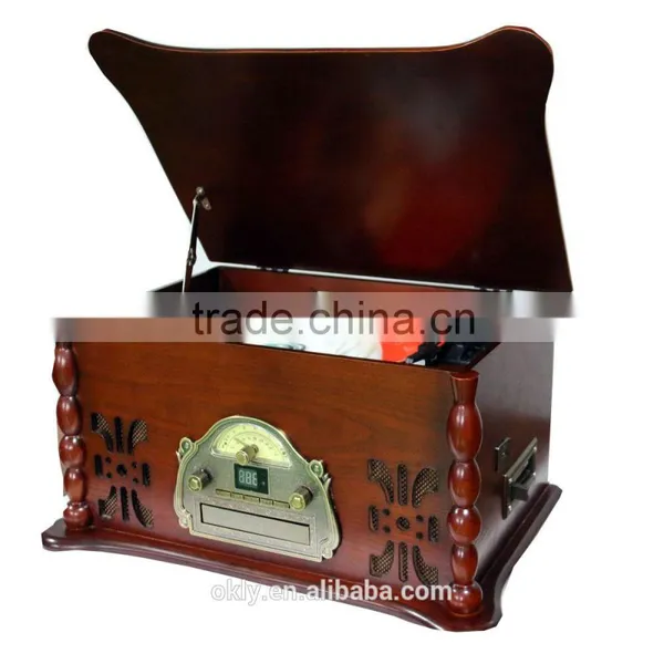 Newest Bluetooth Phonograph Wooden Turntable Retro Gramophone Player