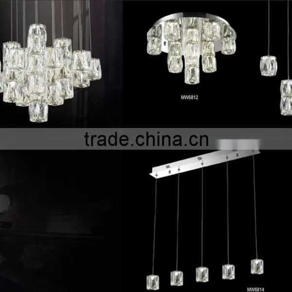 Luxury Clear Cube Crystal LED Hanging Lamp for Living Room and Decoration