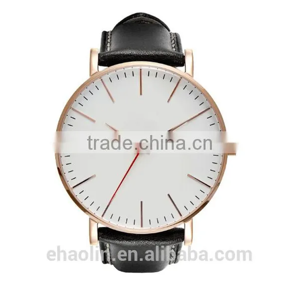 2016simple Popular Leather Watchband Stainless Steel Case Waterproof Top Quanlity Unisex Quartz Wrist Watches