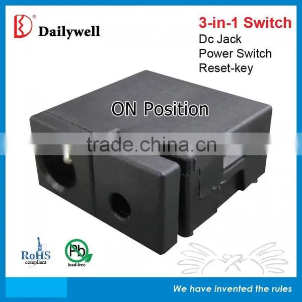 Dailywell DC Jack Pushbutton Switch with Reset-3-in-1 Switches