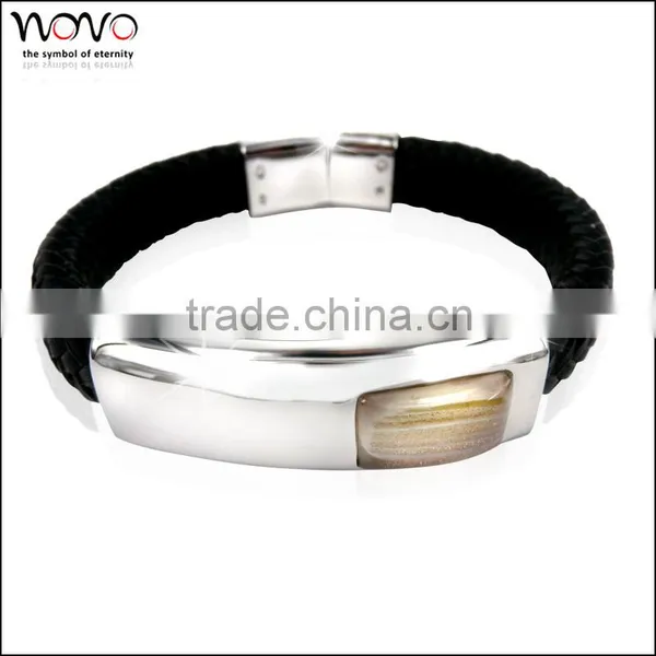 Cuff Bracelet Cheap Leather Bracelets Stainless Steel Monogram Leather Cuff Bracelet photo-5