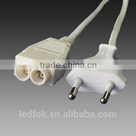 uk 3 Pin to Europe 2 Pin Adaptor Plug Output Led Electrical 2 Pin Male Plug Cable Connectors White With Euro Socket photo-2