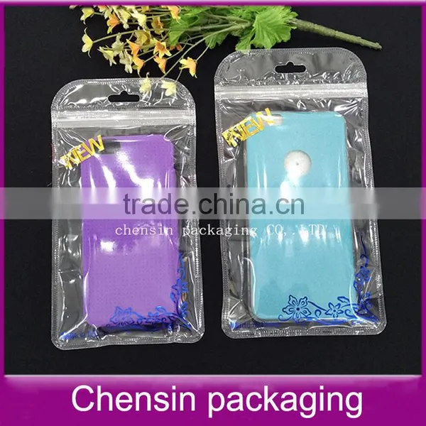 Clear Plastic Zipper Bag Within Printing Flower/cell Phone Mobile Case Packaging Sleeve/transparent Poly Bag