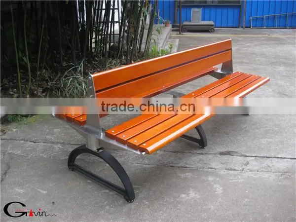Two Sides Cast Iron and Teak Bench Stainless Steel Bench Seat