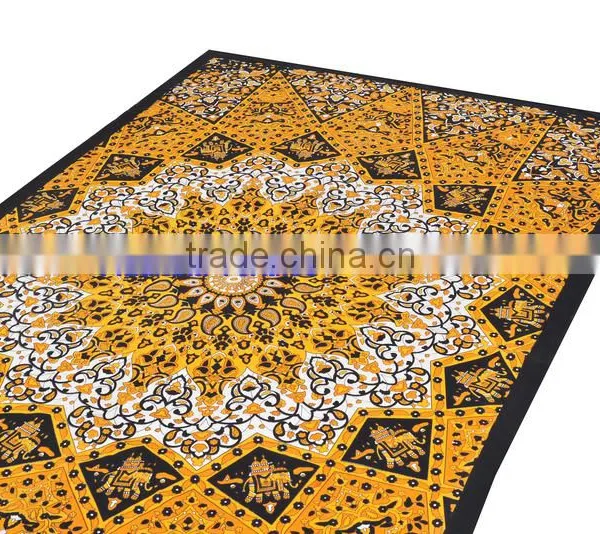 2015 Indian Cotton Tapestry Block Printed Bed Sheet Bedspread Hippie Mandala Indian Tapestry Mandala Bed Cover Wholesale Jaipur photo-3