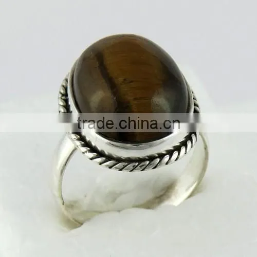 With A Positive Attitude !! Brown Tiger's Eye 925 Sterling Silver Ring, Silver Jewelry India, 925 Silver Jewelry photo-4