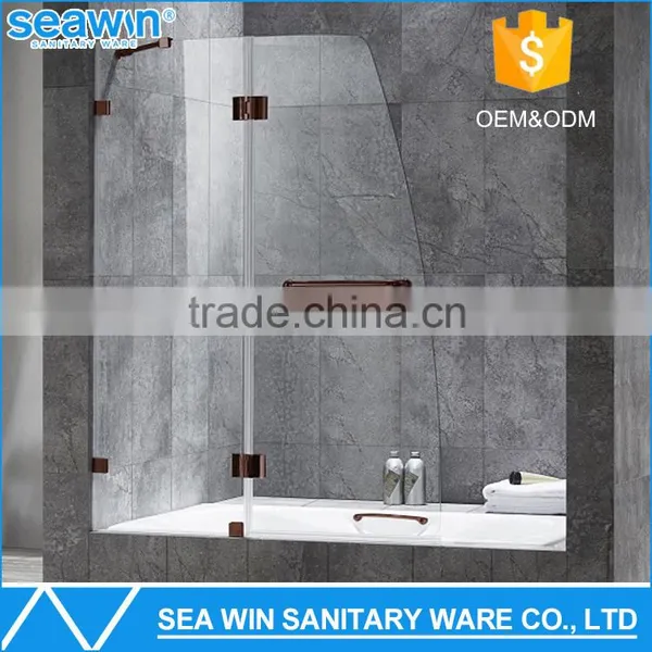 Hot sale European style tempered glass framless hinge style folding bath screen