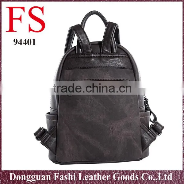 Wholesale China Girls Popular Black PU Leather School Backpacks photo-4
