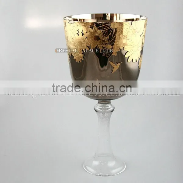 Mix Pure Gold and Platinum Design Quartz Crystal Singing Grail Bowl With Carved