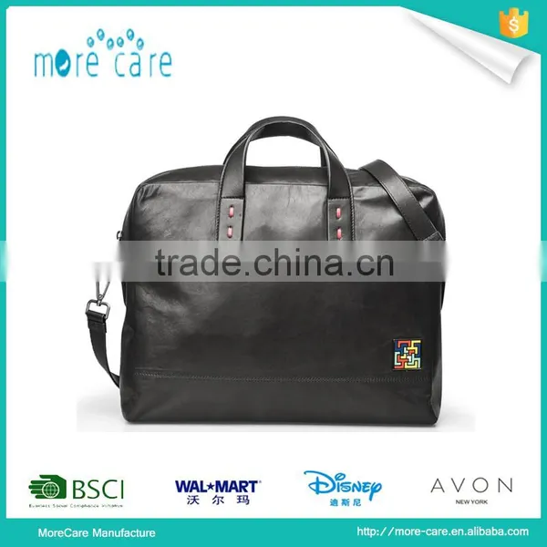 Fashionable Custom Black Leather Travel Bag photo-2