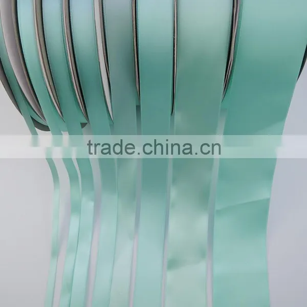 Factory Wholesale Dyed TiffanyBlue Polyester Trimming Satin Ribbon Tape photo-3