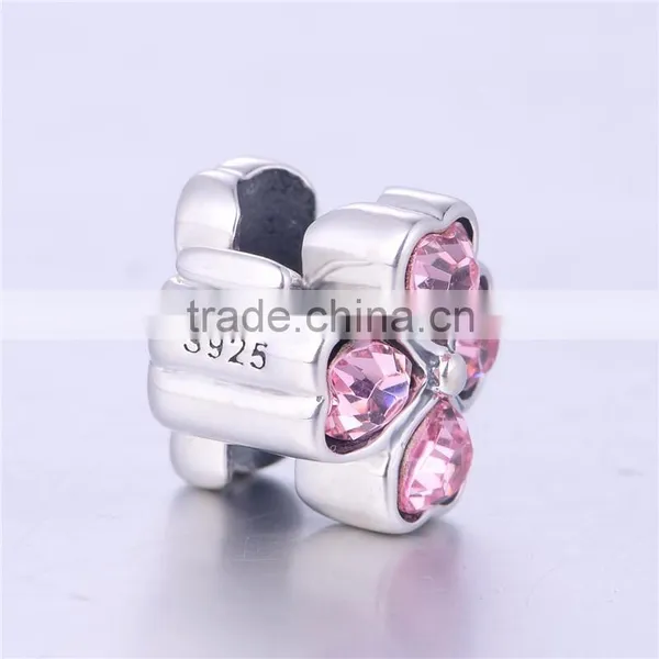 925 Sterling Silver Charms White CZ Flower Shaped Charms/beads photo-4
