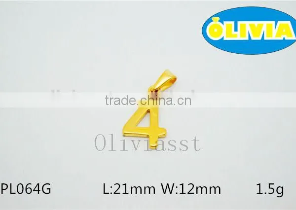 Olivia 2016 New Good Quality Fashion 304 Stainless Steel 0-9 Lucky Number 4 Pendant New Year Gift