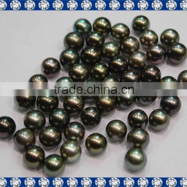 9-10mm AA Black Tahiti Loose Pearl Green Color