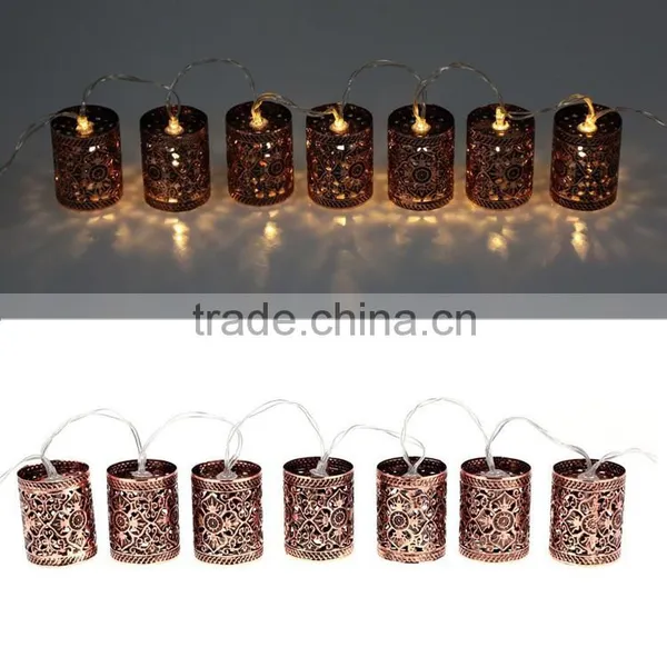 10 LED Warm White Retro Vintage Metal Lantern Lamp Solar Fairy String photo-2