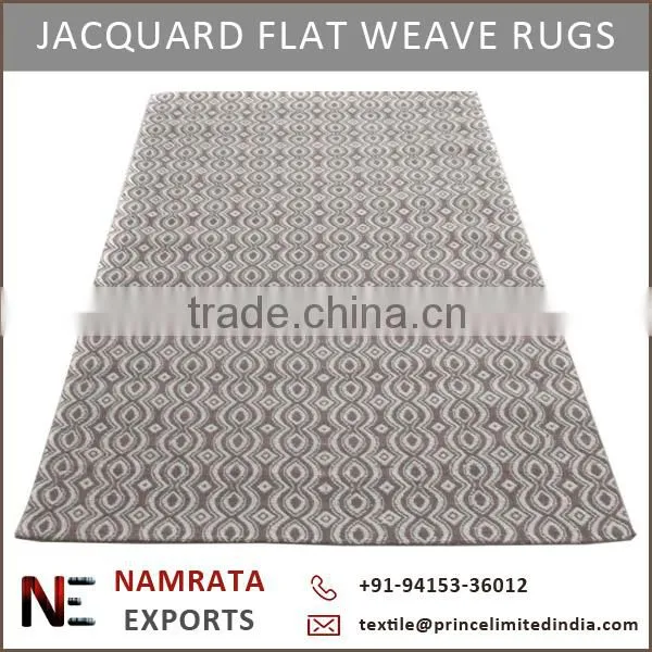 Hand Woven Flat Weave Jacquard Wool Rugs for Hotel / Home
