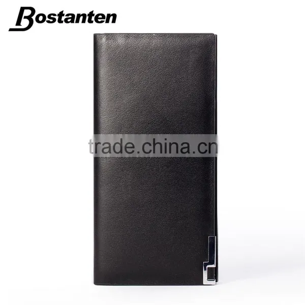 Large Men Long Purse Wallet Clutch Bag Leather Black Color