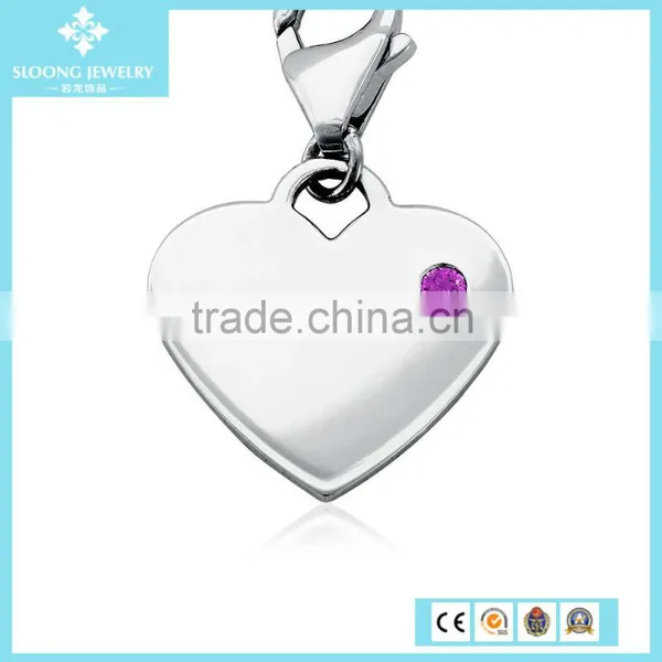 Amethyst Birthstone Heart Charm in Sterling Silver (February) photo-2