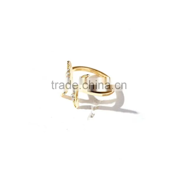 Ladies Double Moon Rhinestone Stainless Steel Adjustable Women Fancy Rings
