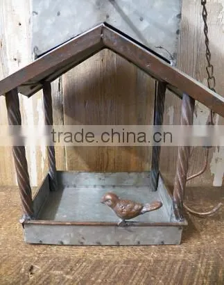 Antique Galvenized Metal Garden Bird House photo-3