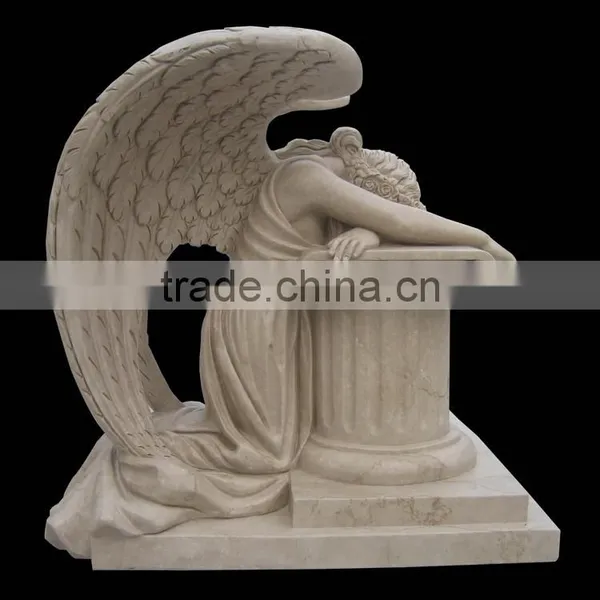 Western Style Marble Weeping Angel Memorial Headstone photo-2