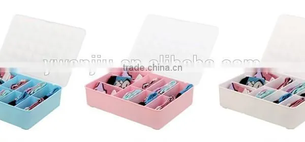 Colorful 9Lattices Plastic With Covered Underware Storage Box photo-2
