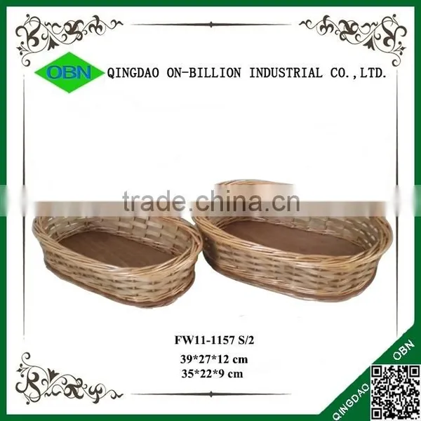 Custom Wood Chips and Willow Oval Heated French Bread Basket photo-2