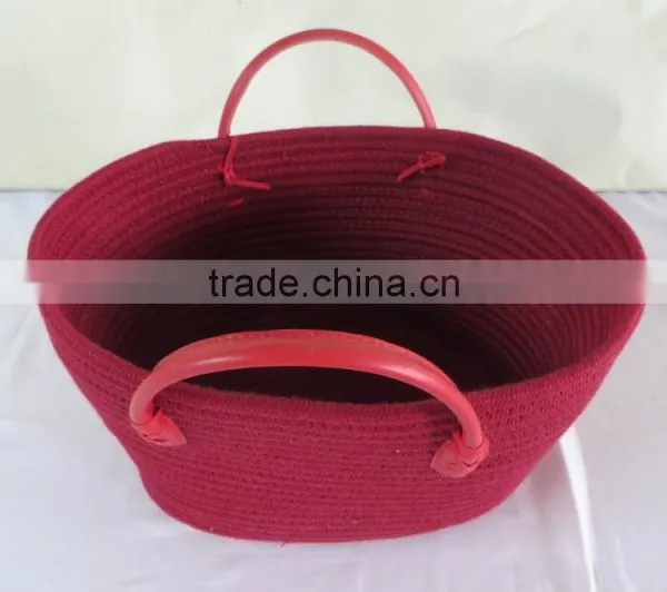 Woven Cotton Red Wholesale Basket Bag photo-3