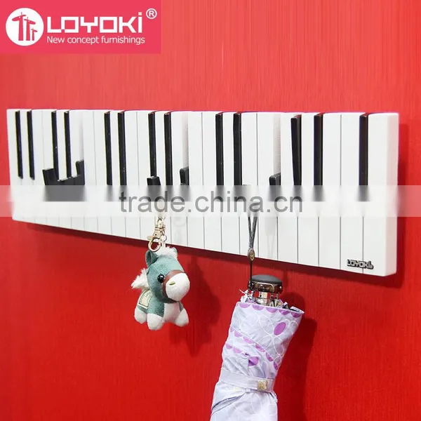 2016 New Design Home Wall Decoration Piano Wall Mount Hook Multifunction Clothes Coat Rack and Key Holder Wall Hook photo-2