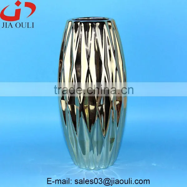 High Quality Home Decor Silver Plate Ceramic Vase, Plating Vase photo-2