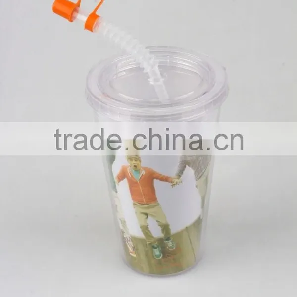 Plastic Double Wall Tumbler With Straw photo-2