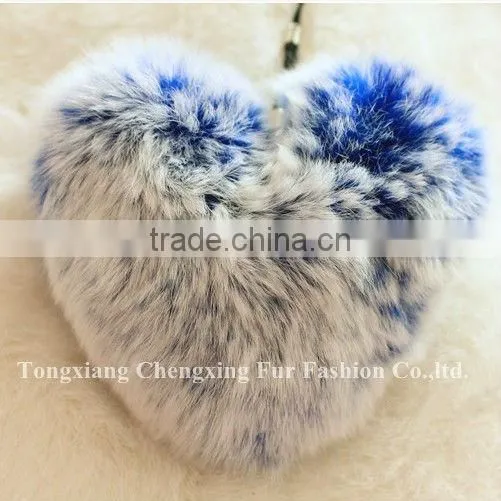 CX-A-02 Genuine Rabbit Fur Pendant Keyring ~ MIXED COLOUR photo-3