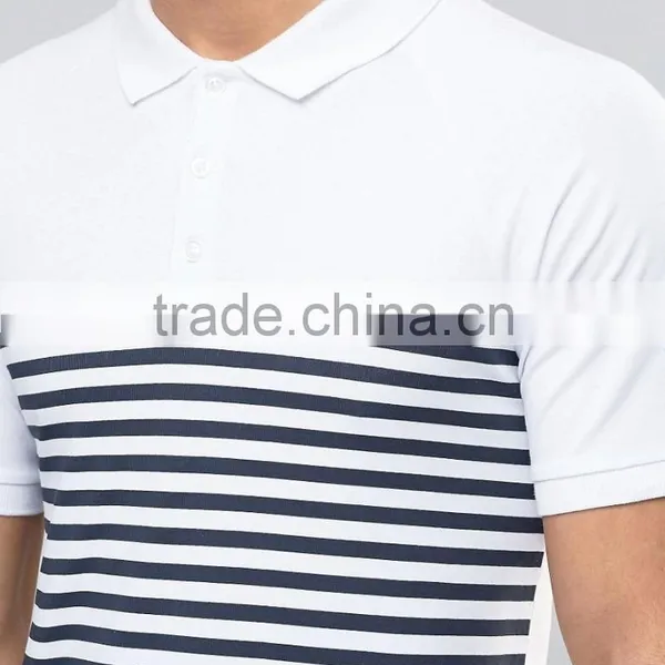 MGOO Customzied Black And White Stripe Polo Shirts Short Sleeves Muscle Shirts In Rib photo-4