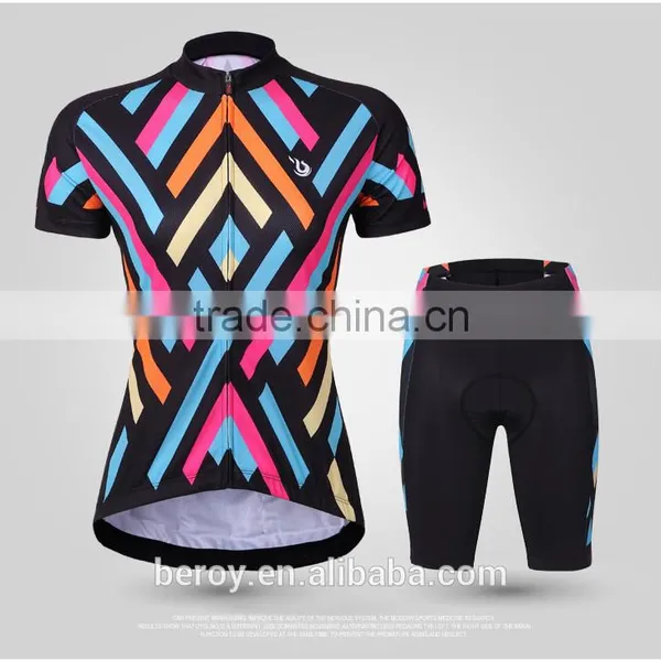 BEROY Geometrical Short Sleeve Garment Cycling Sets for Ladies,specialized Indoor Cycling Bike Clothes photo-3