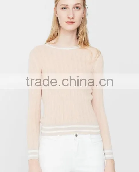 Ladies Branded Stylish Tight Thin Pullover Sweater From Shantou OEM Factory photo-2