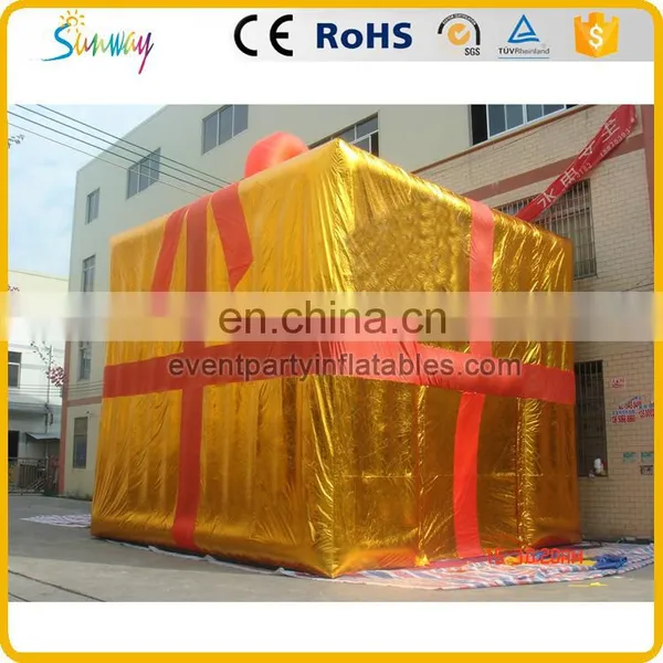 Golden Color Large Inflatable Gift Box Model for Sale photo-2