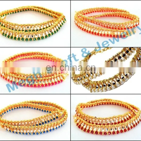 Indian Antique Designer Gold Payal Anklet-Wholesale Designer Kundan Anklets-fancy Anklet - Regular Wear Anklets photo-2