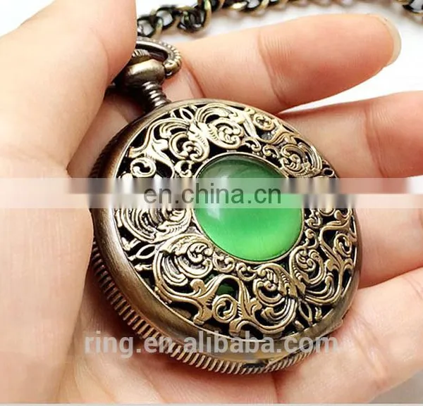 Western Classical Mechanical Gemstone Pocket Necklace Watch photo-4