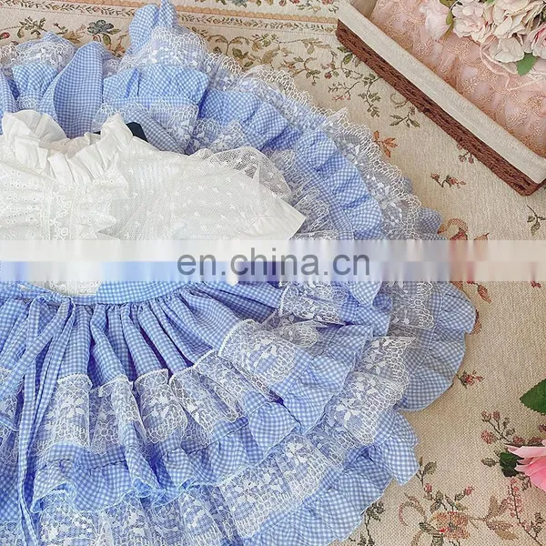 Summer Spain Girls Blue Sweet Princess Dress Puff Sleeve Dress Kids Dresses for Girls Kids Party Wedding Quality Dress Panty photo-4